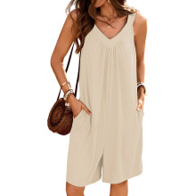 Women's Summer Sleeveless Jumpsuits Casual Rompers-apricot S