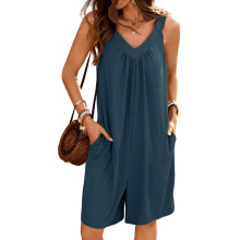 Women's Summer Sleeveless Jumpsuits Casual Rompers Loose-Blue L