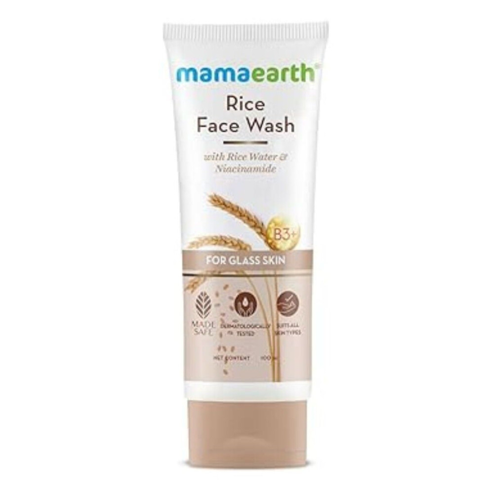 Mamaearth Rice Face Wash| Gentle Face Wash, Natural Skincare, Herbal & Glowing Skin Cleanser  - 100ml