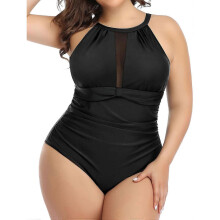 (style3518) Plus Size Swimsuit Women One Piece Swimsuit Tummy Control High Neck Bathing Suit Ruched Swimwear