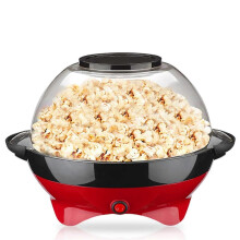 Elektrische popcornmachine met hete olie en roerfunctie, 800W popcornmachine met maatbekers en groot deksel, 6 liter, rood, 342x913cm,