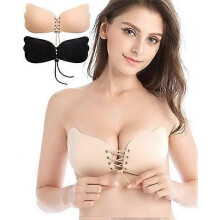 (style2614) Strapless Sticky Bra Backless Bra Invisible Silicone Bras Push up Bra for Women 2 Pack