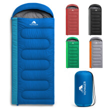 Voyager Sleeping Bag for Adults, Versatile 3-4 Season Temperature, Blue