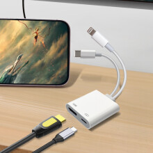 HDMI-sovitin lataus- ja Lightning-liitännällä, yhteensopiva useimpien Apple-puhelimien kanssa_M