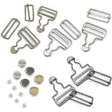 6 Sets Overall Buckles, Metal Suspender Buckles, 38mm Overalls Suspenders Dungaree Buckles and Buttons for Bib Pants