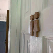 Houten badkamerbordjesset voor mannen en vrouwen, geschikt voor openbare toiletten binnenshuis en als decoratie voor de badkamerdeur th