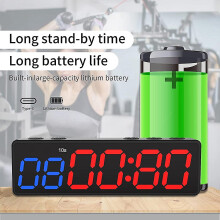 Trainingsklok met batterij, draagbare mini-gymtimer met ingebouwde magneet, programmeerbare aftelfunctie.