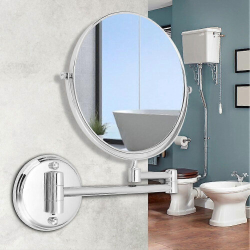 Home Bathroom Copper Makeup Mirror Wall Mounted Double Sided Folding Makeup Vanity Mirror Bright Silver Round Base 6 Inch 2