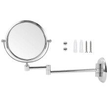 Home Bathroom Copper Makeup Mirror Wall Mounted Double Sided Folding Makeup Vanity Mirror Bright Silver Round Base 6 Inch