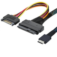 Oculink SFF-8611 4I - PCIe SFF-8639 U.2 NVMe SATA 15P-os dugós tápkábel szerverhez - Számítógép-hozzáférés_M