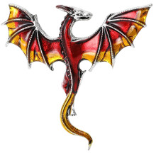 Artistic Enamel Dragon Brooch Lightweight Alloy Gift for-Red