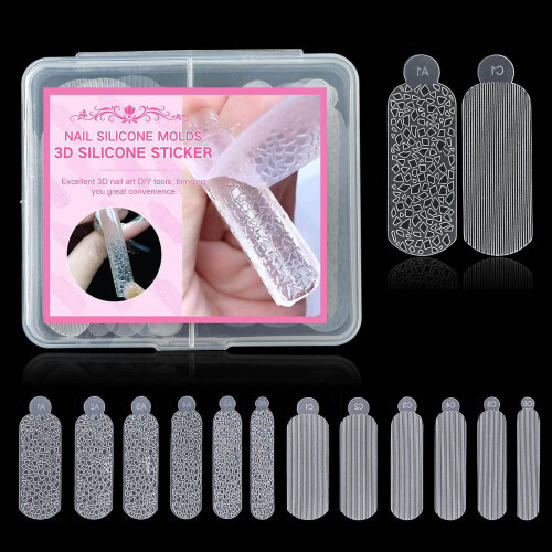 Soft Silicone Nail Template with 3D Christmas and Leopard-B
