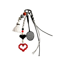 Unique Badminton Shaped Bag Accessory Metal Keyring