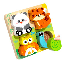 Puzzle mains sur blocs de bois, forme animale,-panda