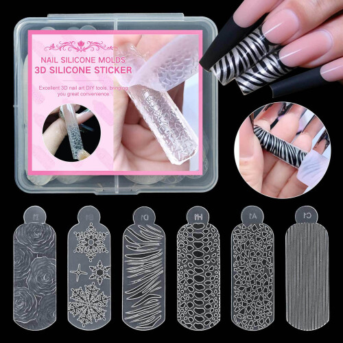 Soft Silicone Nail Template with 3D Christmas and Leopard-B 2