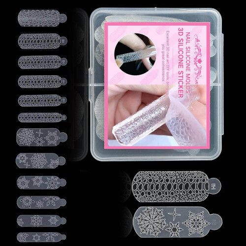 Nail Mold Soft Reusable Silicone Nail Template with 3D-C