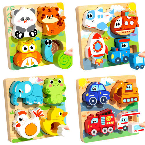 Puzzle mains sur blocs de bois, forme animale,-panda 2