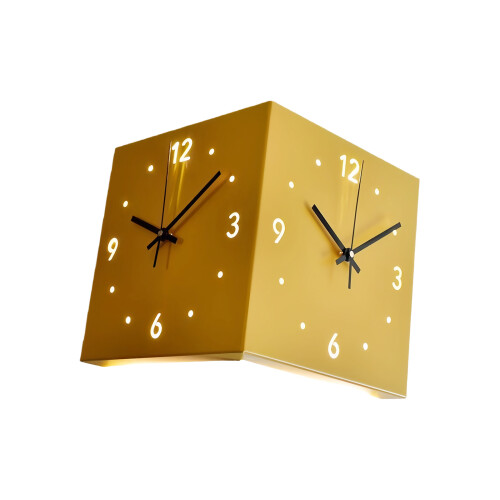 Decorative Wall Clocks Sensors Light Square Double Sided-Yellow