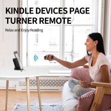 Kompatibel med Kindle Page Turner-fjernkontroll med nettbrettstativ: Automatisk rulling for e-bøker, selfiekontroll, håndfri montering_