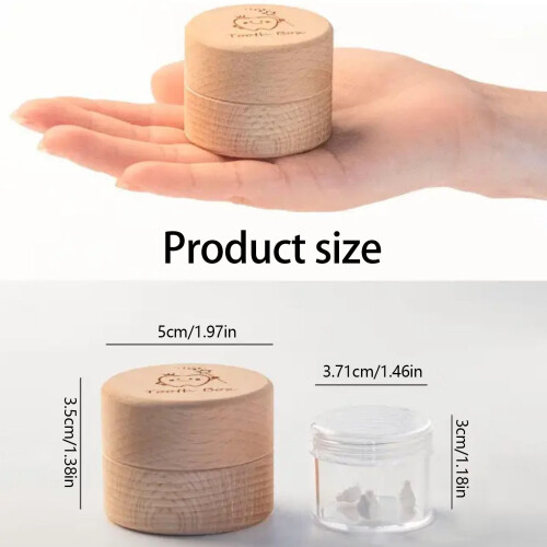 Infants Baby Teeth Storage Box Wood And-paw print pattern 1