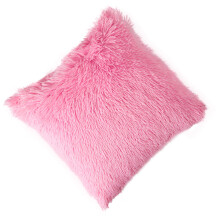 Luxurious Double Sided Faux Furs Throw Pillow Case Soft-Pink