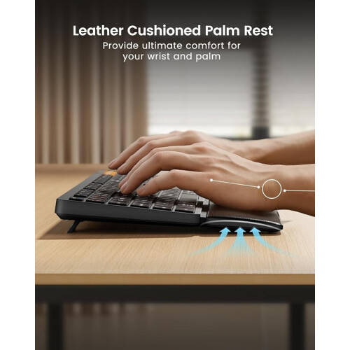 ProtoArc Bluetooth Wireless Keyboard and Mouse, KM60 Full-Size Keyboard with Wrist Rest 1