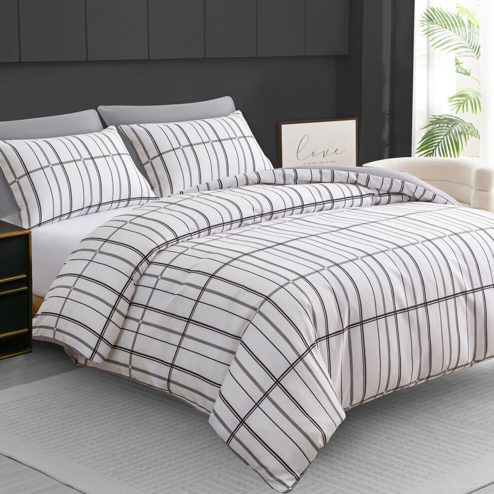 Pamposh White Double Duvet Set Premium Brushed Microfibre Luxury Bedding Set | Premium Microfibre Fabric, Wrinkle Resistant, Double (200 X 200 Cm), Zipper Closure, Machine Washable, Oeko-Tex Certified - Image 2
