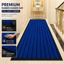 (BLUE, 50 X 80 CM) Non Slip Runner Rugs Kitchen Hallway Area Rug PVC Rubber Door & Bath Mats