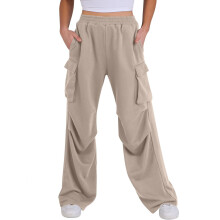 Women's loose-fitting wide-leg high-waisted jogging-Khaki L