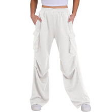 Women's loose-fitting wide-leg high-waisted jogging-White XL