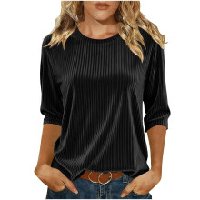 Women's velvet ribbed waist belted casual formal-Black XL