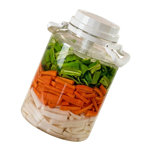 Food Grade Plastic Opslagcontainer 5L/7L/10L Transparante-L Wit
