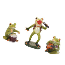Funny Frogs Band Miniature Figurines 3Pcs Unique Resin Animal