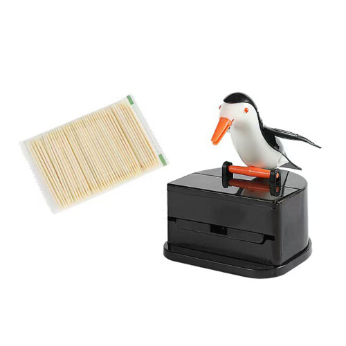 Convenient Press Type Toothpicks Storage Box With Playful Bird