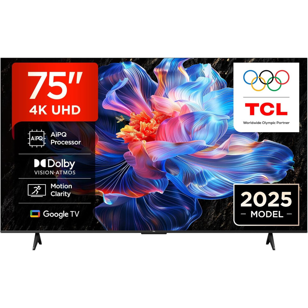 Tcl 75V6c-Uk 75" 4K Ultra Hd, Hdr Tv, Smart Tv Powered By Google Tv