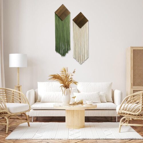 Ethnic Themed Vertical Tassels Yarn Tapestry Polyester-M02517 2