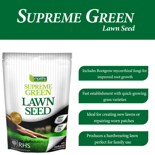 Empathy Supreme Green Lawn Seed 500g with Rootgrow 1