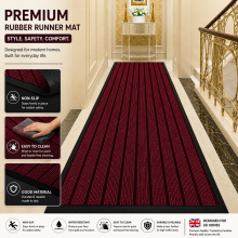 (RED, 50 X 80 CM) Non Slip Runner Rugs Kitchen Hallway Area Rug PVC Rubber Door & Bath Mats