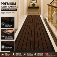 (BROWN, 50 X 80 CM) Non Slip Runner Rugs Kitchen Hallway Area Rug PVC Rubber Door & Bath Mats