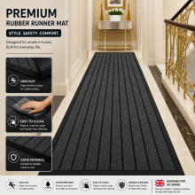 (GREY, 50 X 80 CM) Non Slip Runner Rugs Kitchen Hallway Area Rug PVC Rubber Door & Bath Mats