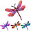 2pcs Iron Dragonflies Hanging Sculpture Wall Decorations with-B 5