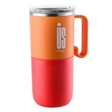 Eleganter 600-ml-Edelstahl-Thermobecher mit Deckel-Mandarinenrot