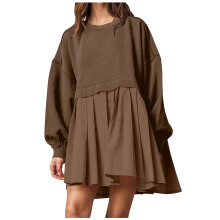 Women Sweatshirts Dress Oversized Long Sleeve-dark brown L