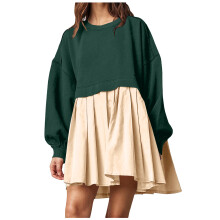 Women Sweatshirts Dress Oversized Long Sleeve-Green XXXL