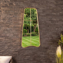 CHARLES BENTLEY Copenhagen Mirror in Gold, Durable, Weather Resistant, Shatterproof, Wall Mounted Accent Mirror Decor For Garden, Inside, Iron,