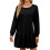 Women's Long-Sleeved Pullover Round Neck Patchwork-Black S 1