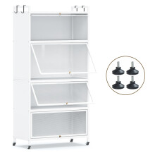 Despensa metálica de 5 niveles con 4 puertas plegables, color blanco