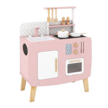 Cocina de madera para jugar con estufa, fregadero y accesorios