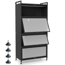 Armario de cocina metálico de 5 niveles con puertas y ruedas