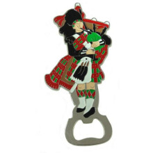 Etched and Enamelled Stainless Steel Bagpipe Piper Bottle Opener